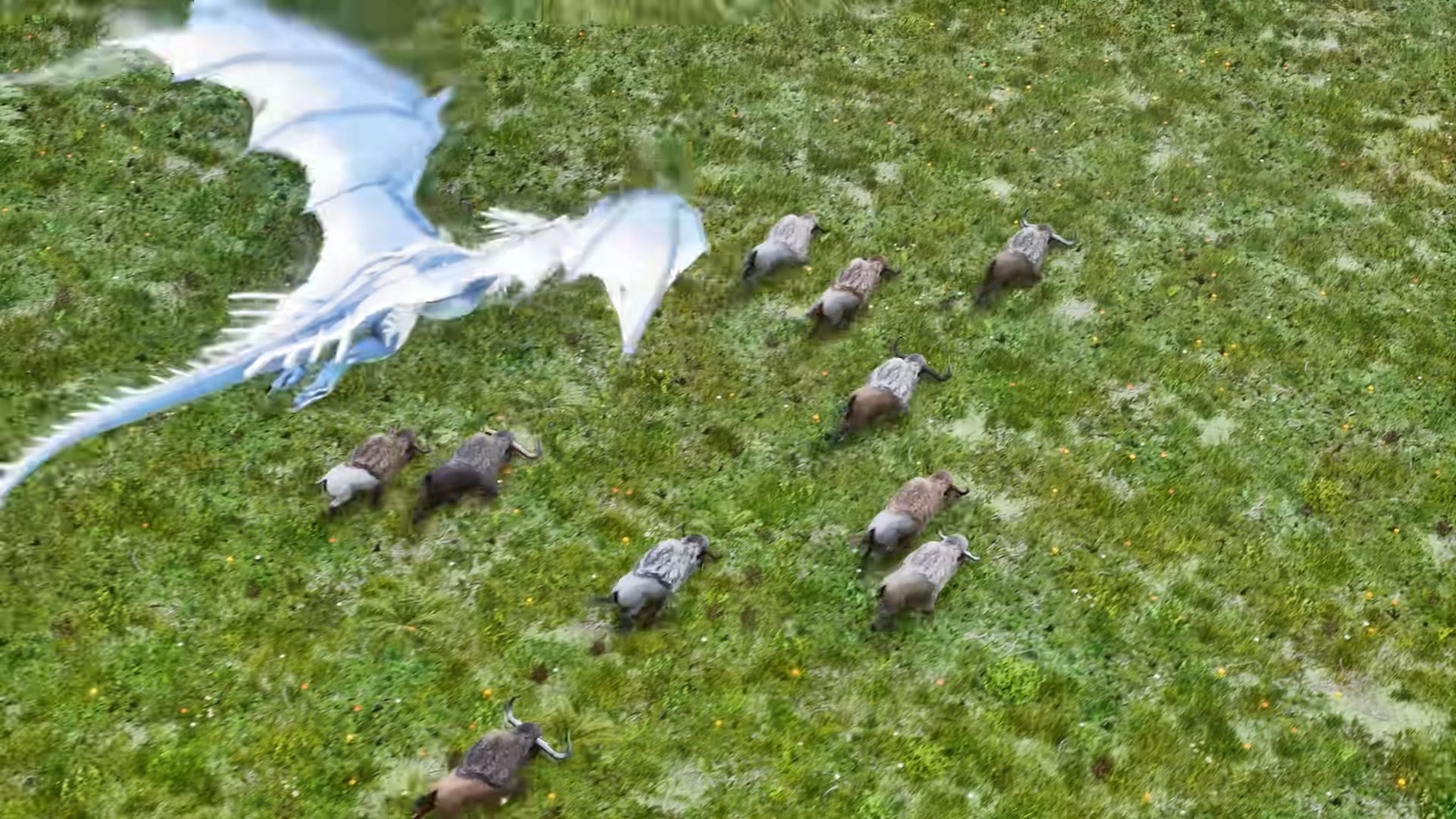 Ice Wyvern flying over Bisons (Image via Studio Wildcard)